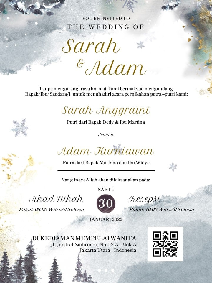 Contoh undangan pernikahan digital gambar musim dingin
