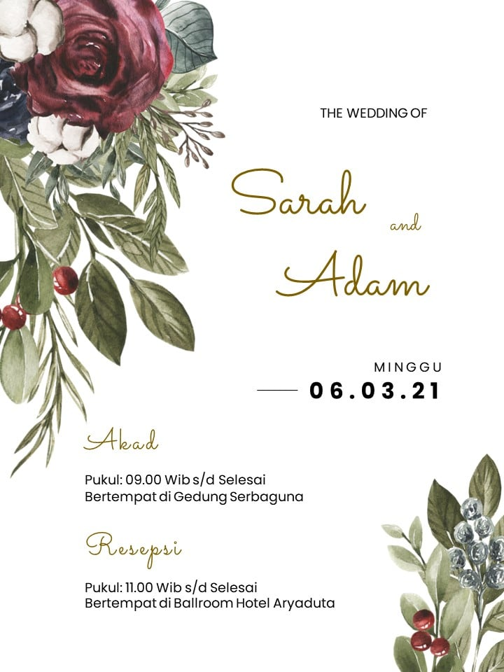 Contoh undangan pernikahan digital gambar desain bunga