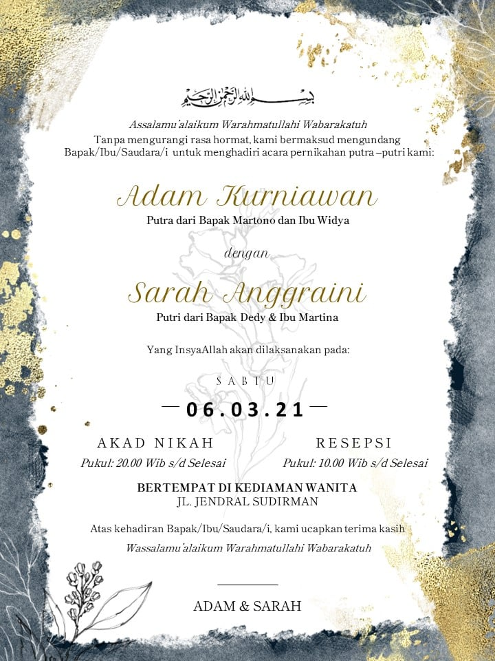 Contoh Undangan Pernikahan Islami Gambar