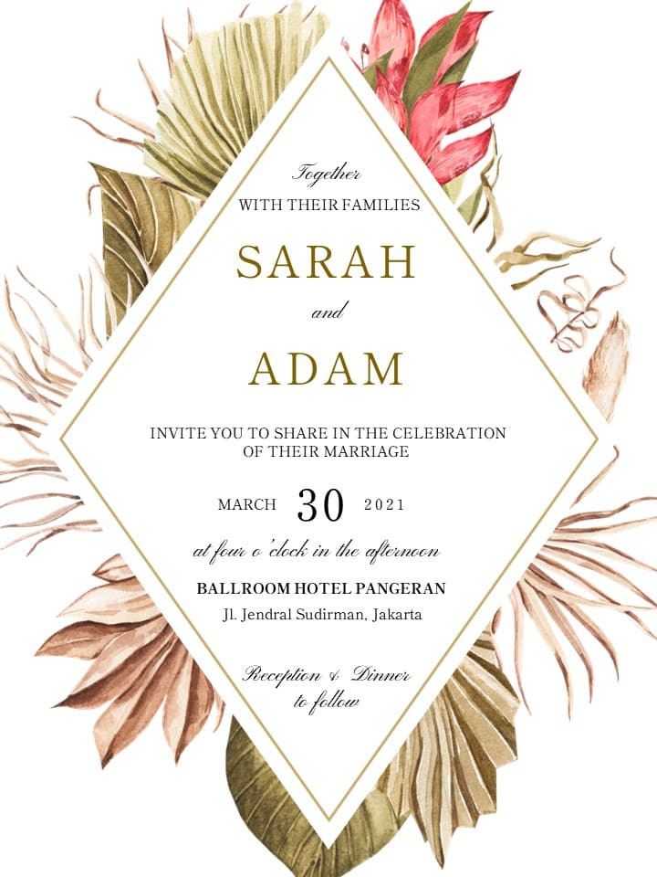 contoh desain undangan digital gambar bunga pink